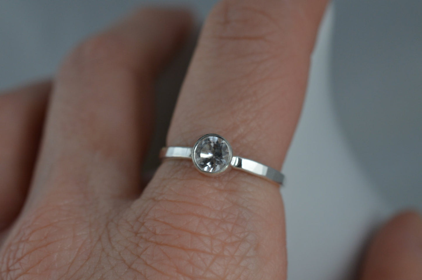 Sterling Silver 5mm White Topaz Ring