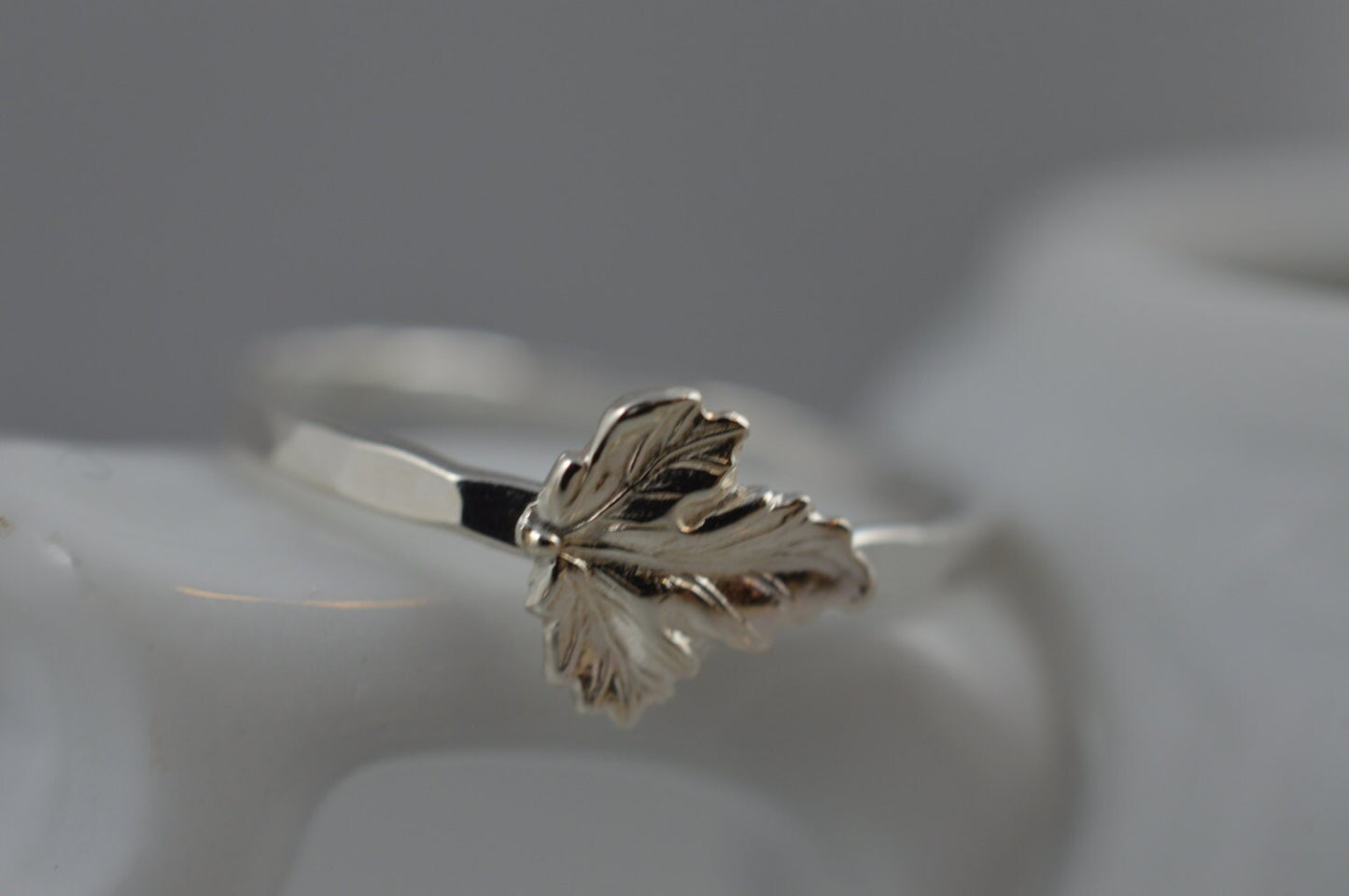 Sterling Silver Tiny Leaf Ring