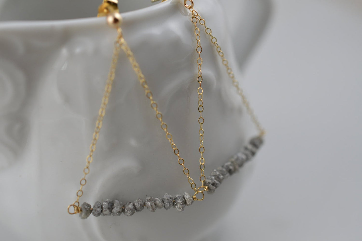 14k Gold Raw Diamond Earrings