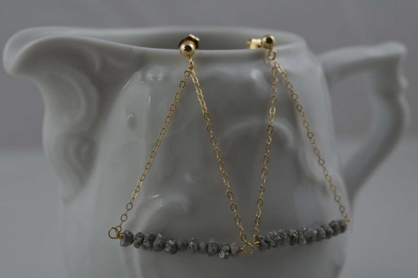 14k Gold Raw Diamond Earrings